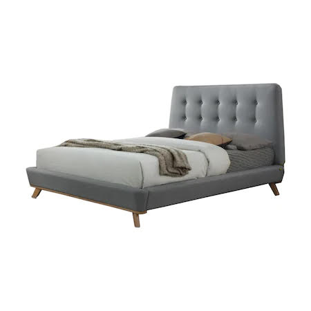 Pat modern din stofa de culoare gri, cu saltea inclusa, Lider Furniture, 160 X 200 cm 1