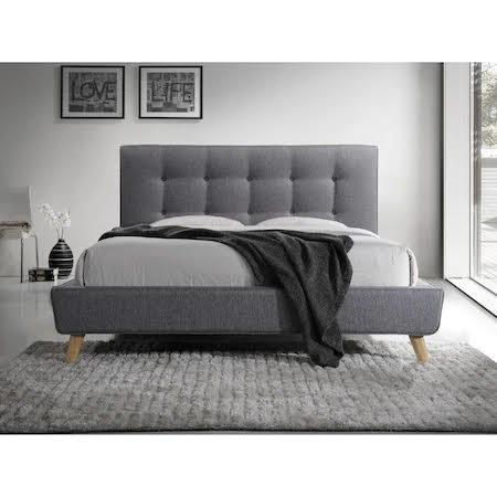 Pat modern din stofa de culoare gri, cu saltea inclusa, Lider Furniture, 160 X 200 cm 2
