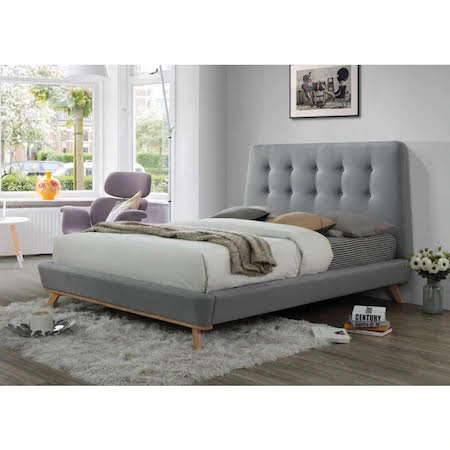 Pat modern din stofa de culoare gri, cu saltea inclusa, Lider Furniture, 160 X 200 cm 3