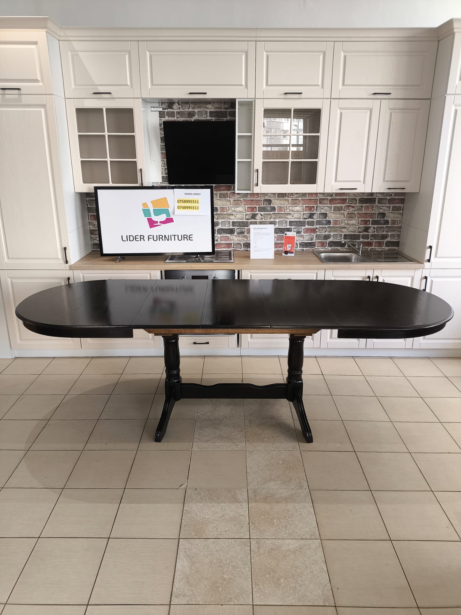 MASA LIDER 32 DIN LEMN DE FAG , 160CM RESTRANSA,200-240- 280CM EXTINSA, LATIME 100, 83 CM INALTIME, CULOARE WENGE - imagine 3