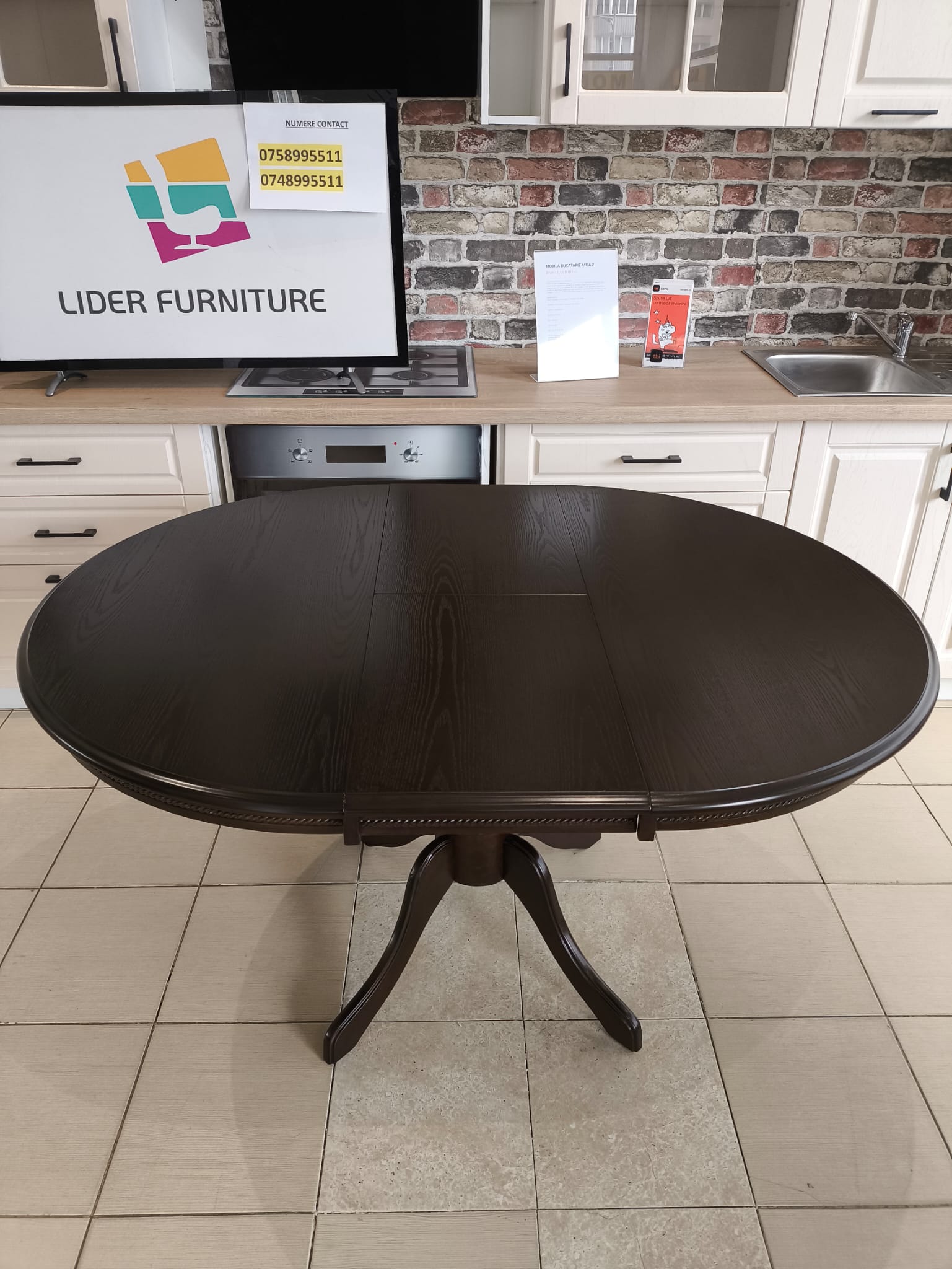 MASA LIDER 13 DIN LEMN MARO, RESTRANSA 106CM, EXTINSA 141CM, LATIME 106CM - imagine 4