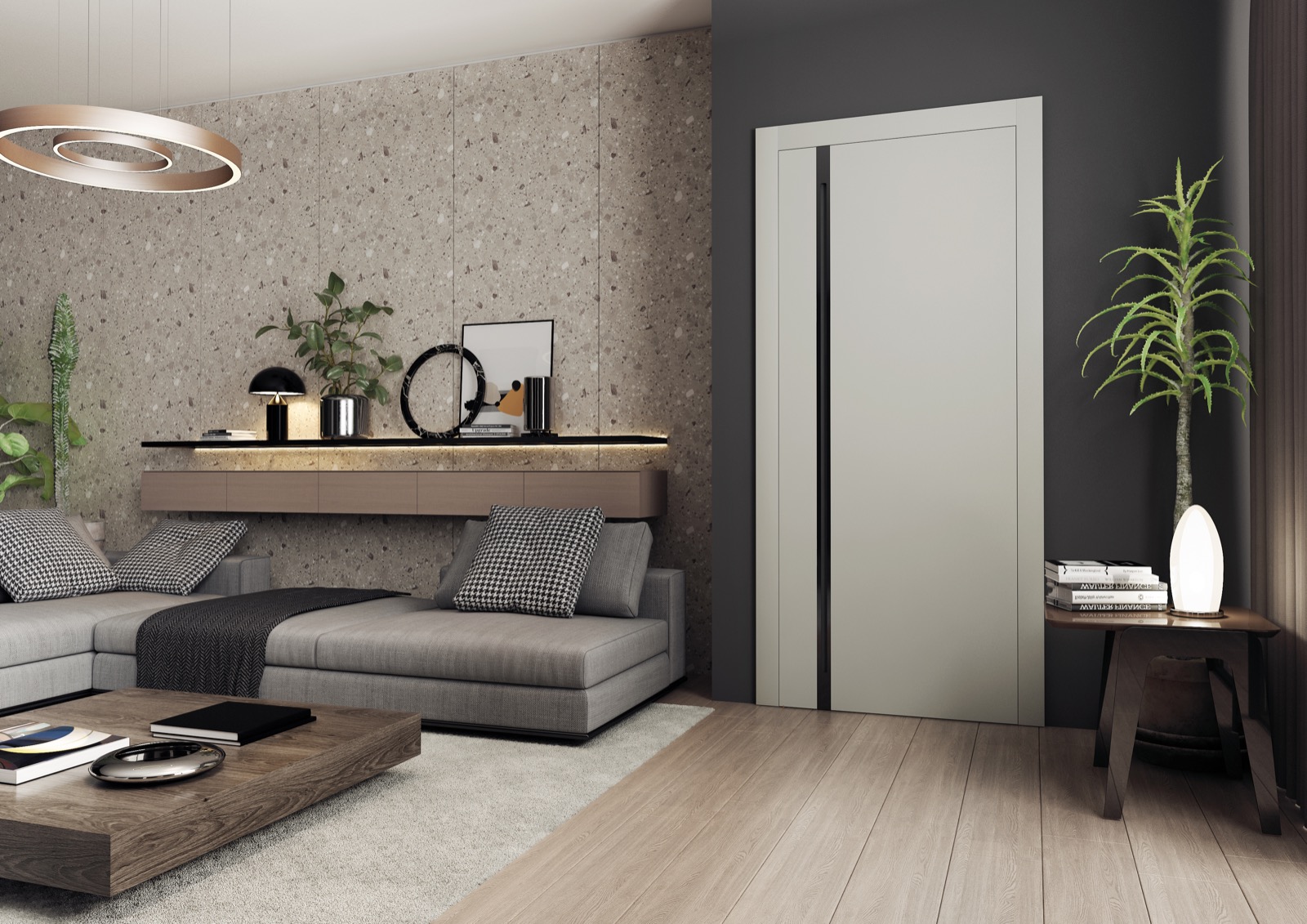 Usa Platinum Lider Furniture®, design minimalist, inchidere magnetica, 81.8 cm latime, nuanta gri futurista 81.8