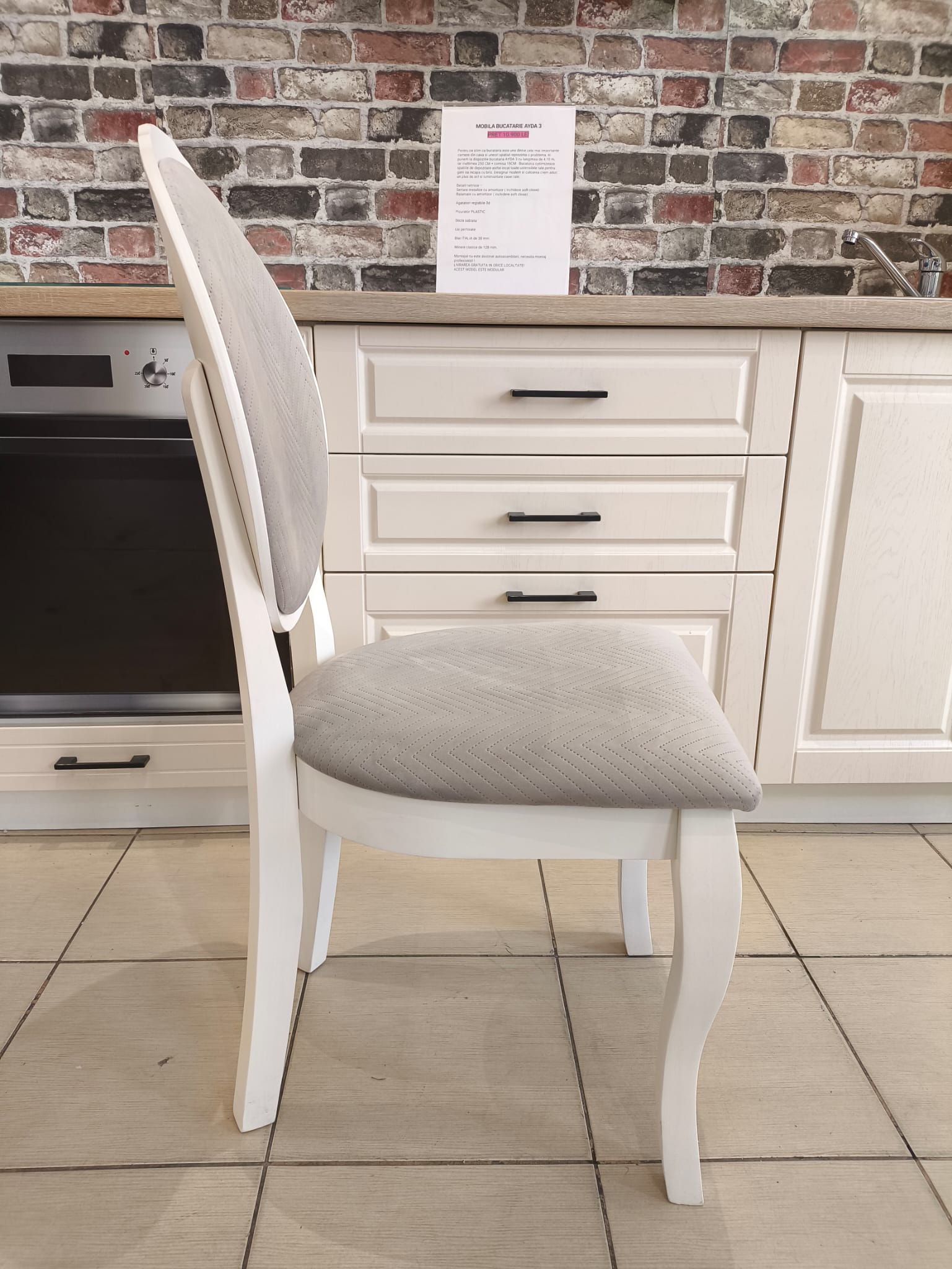 SCAUN AVY TAPITAT ALB/GRI - imagine 2