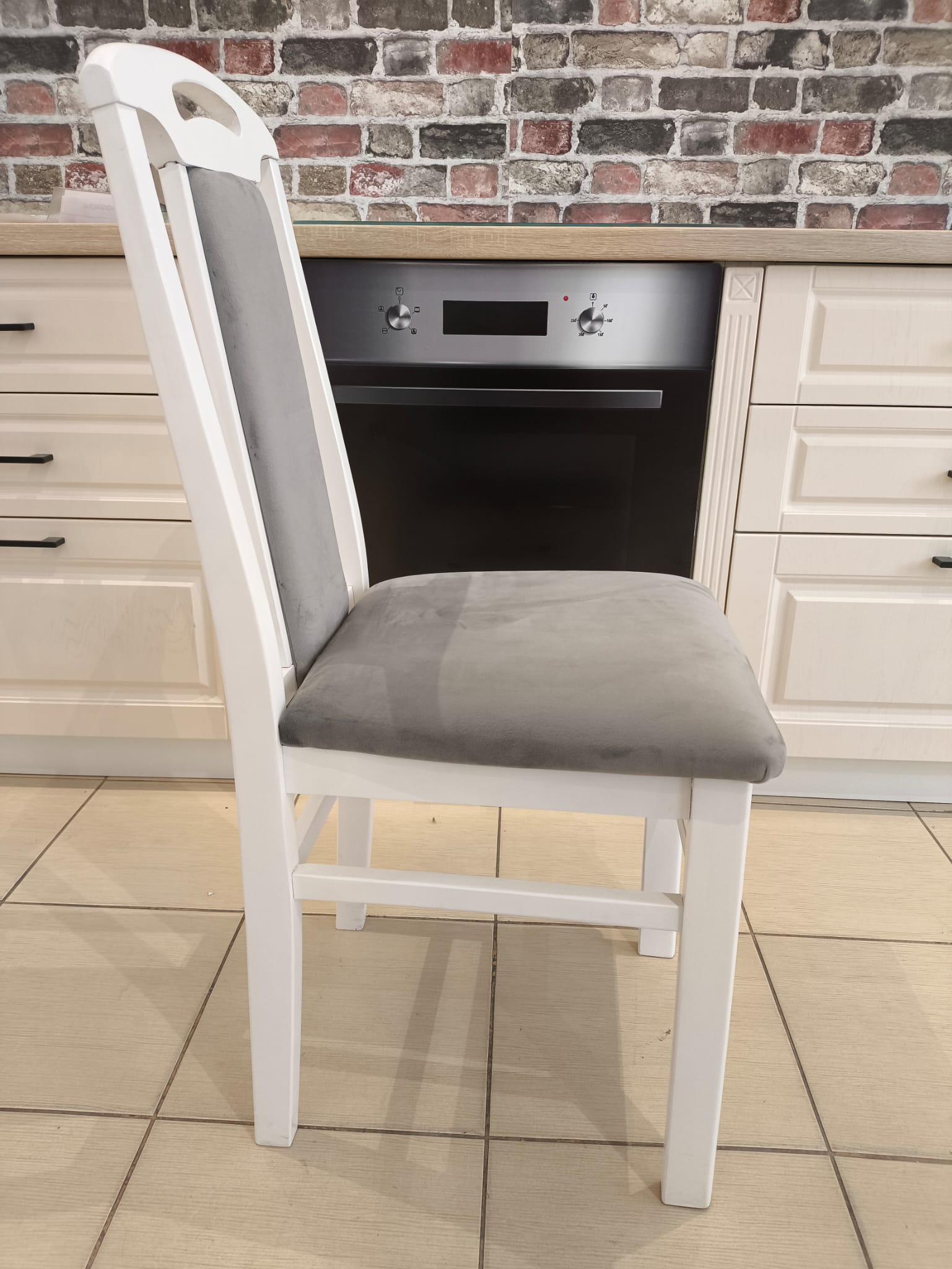 SCAUN COLOR 4, ALB TAPITERIE GRI personalizabil pe culori - imagine 2