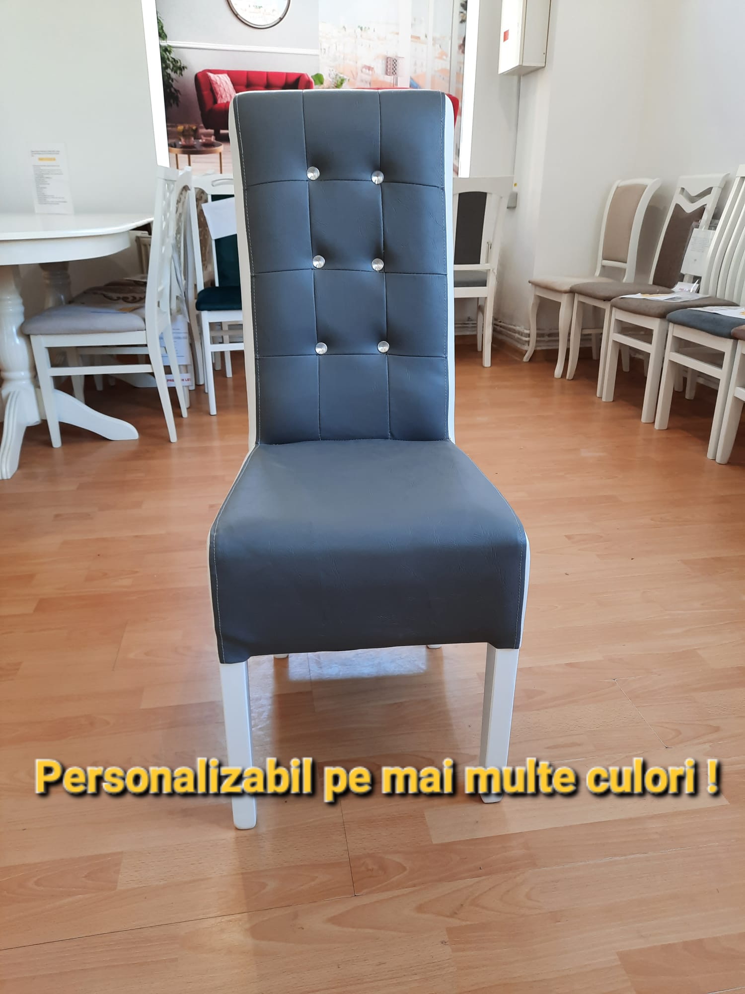 Poze SCAUN DEN 2 , PIELE ECOLOGICA GRI/ ALB