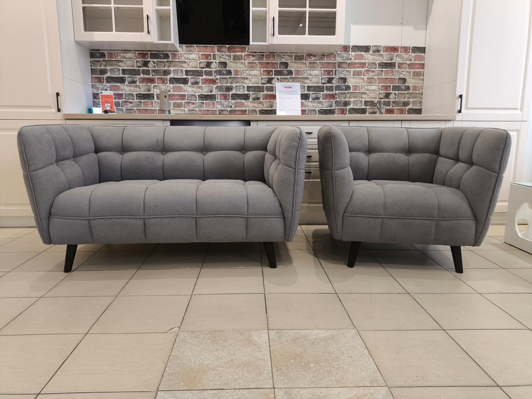 Poze SET CASTY STOFA GRI CANAPEA 2 LOCURI+UN FOTOLIU