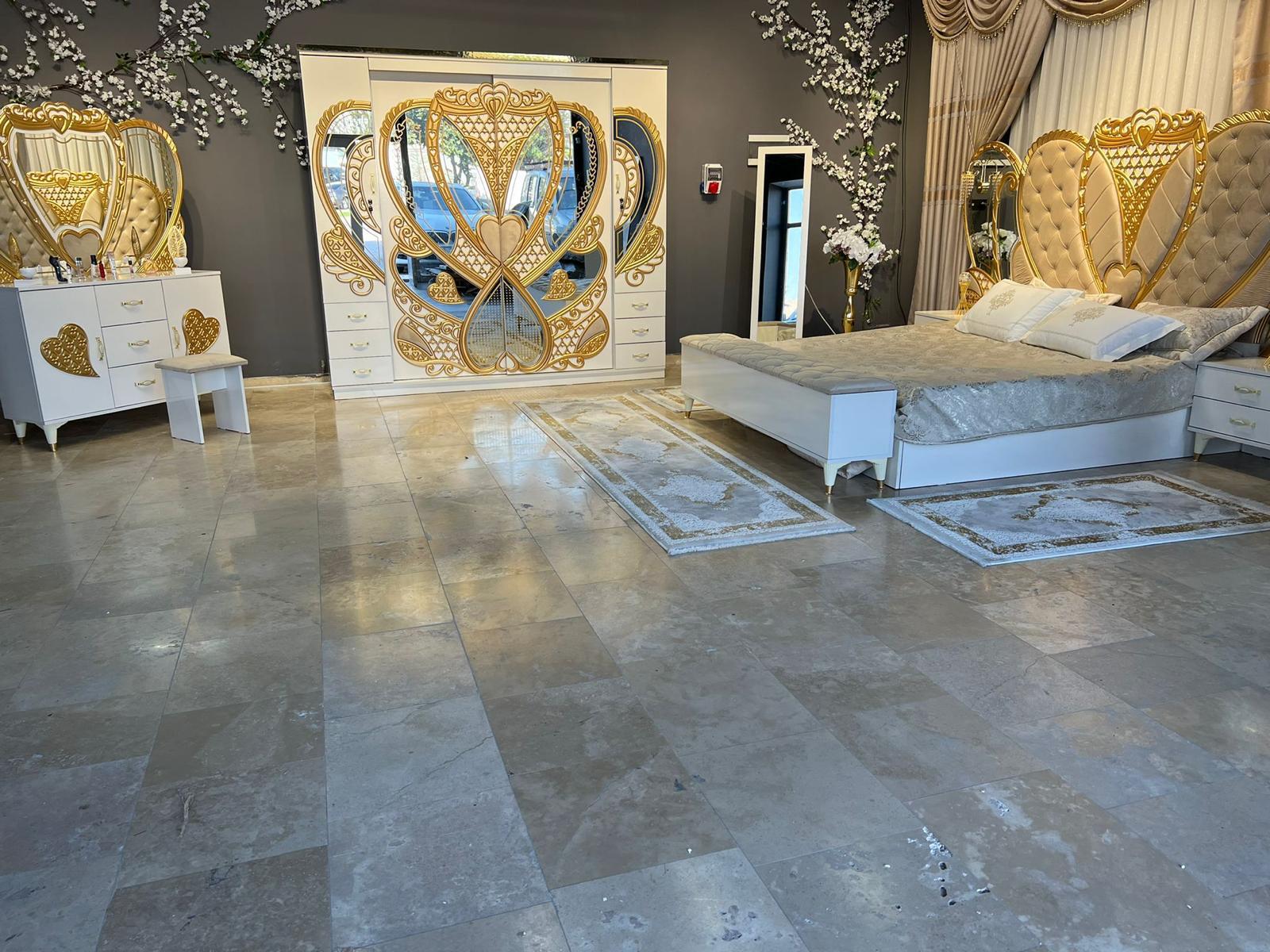 Dormitor complet Royal crem saltea inclusa 180x200cm - imagine 3