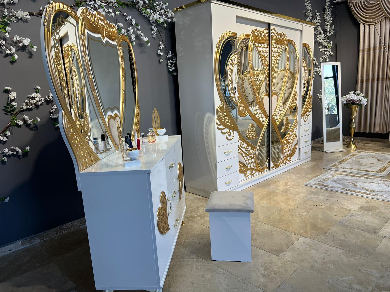 Dormitor complet Royal crem saltea inclusa 180x200cm - imagine 4