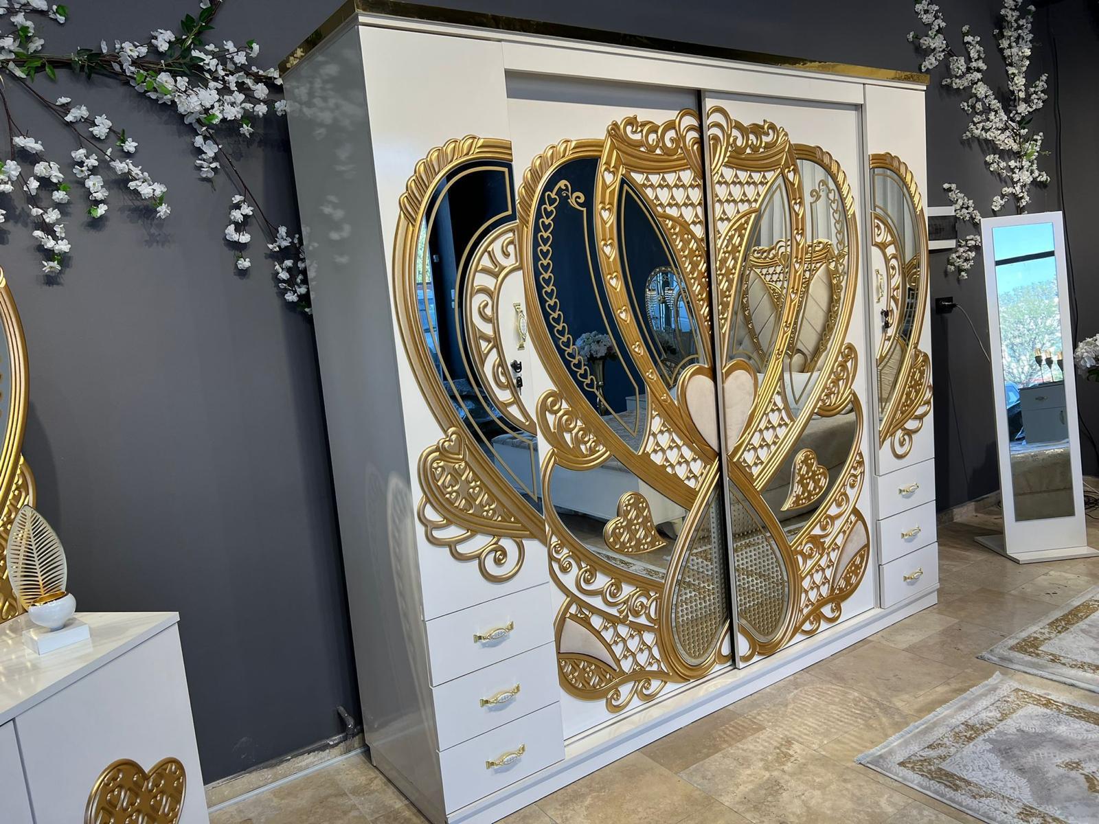 Dormitor complet Royal crem saltea inclusa 180x200cm - imagine 8