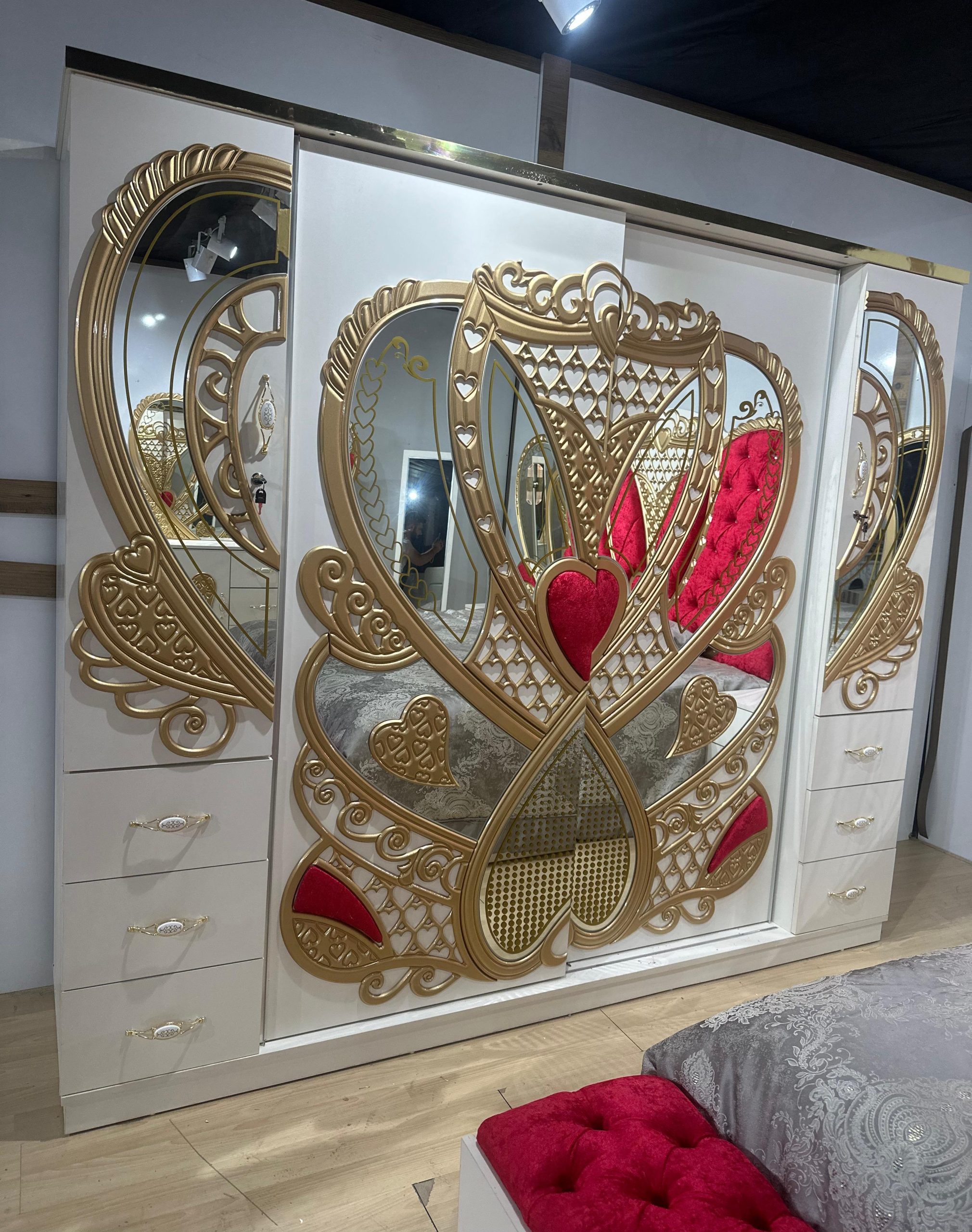 Dormitor complet Royal rosu saltea inclusa 180x200cm - imagine 5