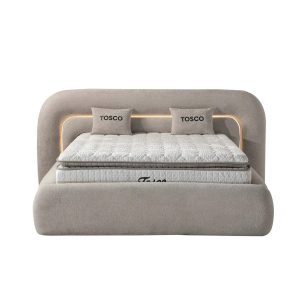 Pat tapițat premium „Luna Glow” personalizabil pe culori saltea inclusa