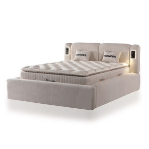 Premium “Royal Comfort Elite” cu Saltea Ortopedică și Tăblie Tapițată LED personalizabil pe culori