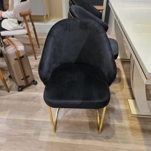 Scaun Dining Lux Velvet Negru cu Picioare Aurii personalizabil pe culori