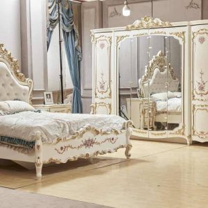 Dormitor complet Imperial crem pat 180x200 saltea inclusa