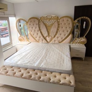Dormitor complet crem cu saltea inclusa pat 180x200
