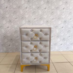 Noptiera Ada cu trei sertare mdf tapiterie catifea / DISPONIBILA 1 BUCATA