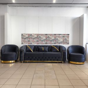 SET ALITA GRI CU AURIU ,  CANAPEA EXTENSIBILA+2 FOTOLII