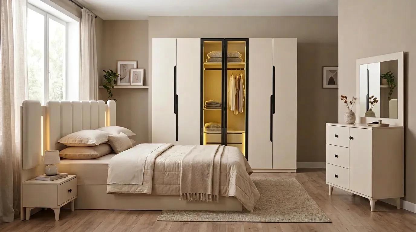 Dormitor complet Amiral 1 ,saltea inclusa pat de 180x200