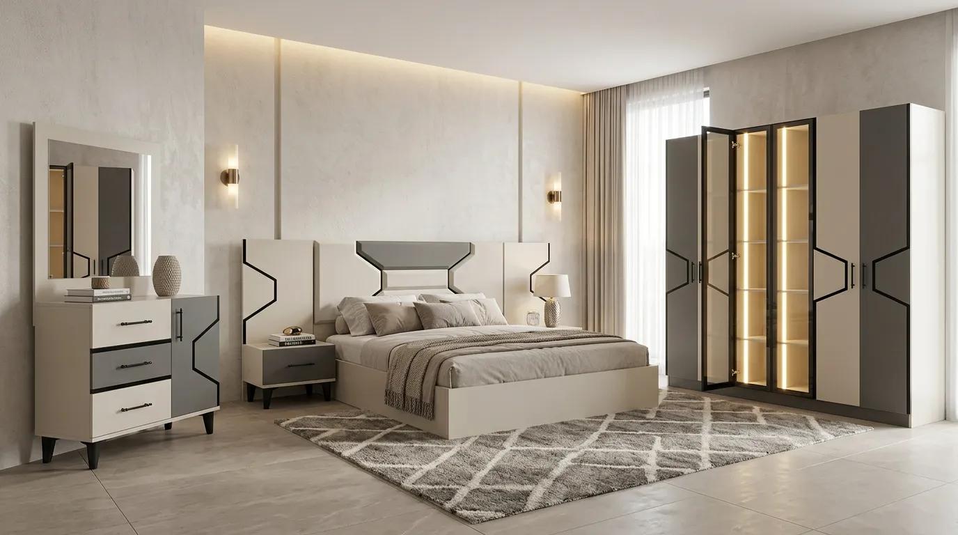 Dormitor complet Amiral 2 ,saltea inclusa pat de 180x200